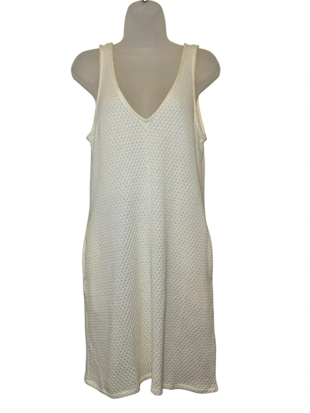 Rag & Bone Carine Crochet V-Neck Mini Dress Bathing Suit Cover-Up Ivory Size S
